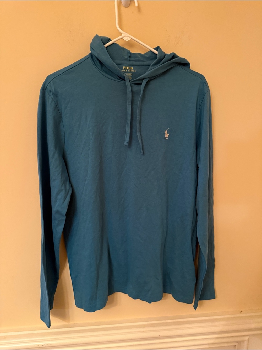 NWT Polo by Ralph Lauren Teal Hooded Long-Sleeve Top Size Medium‎